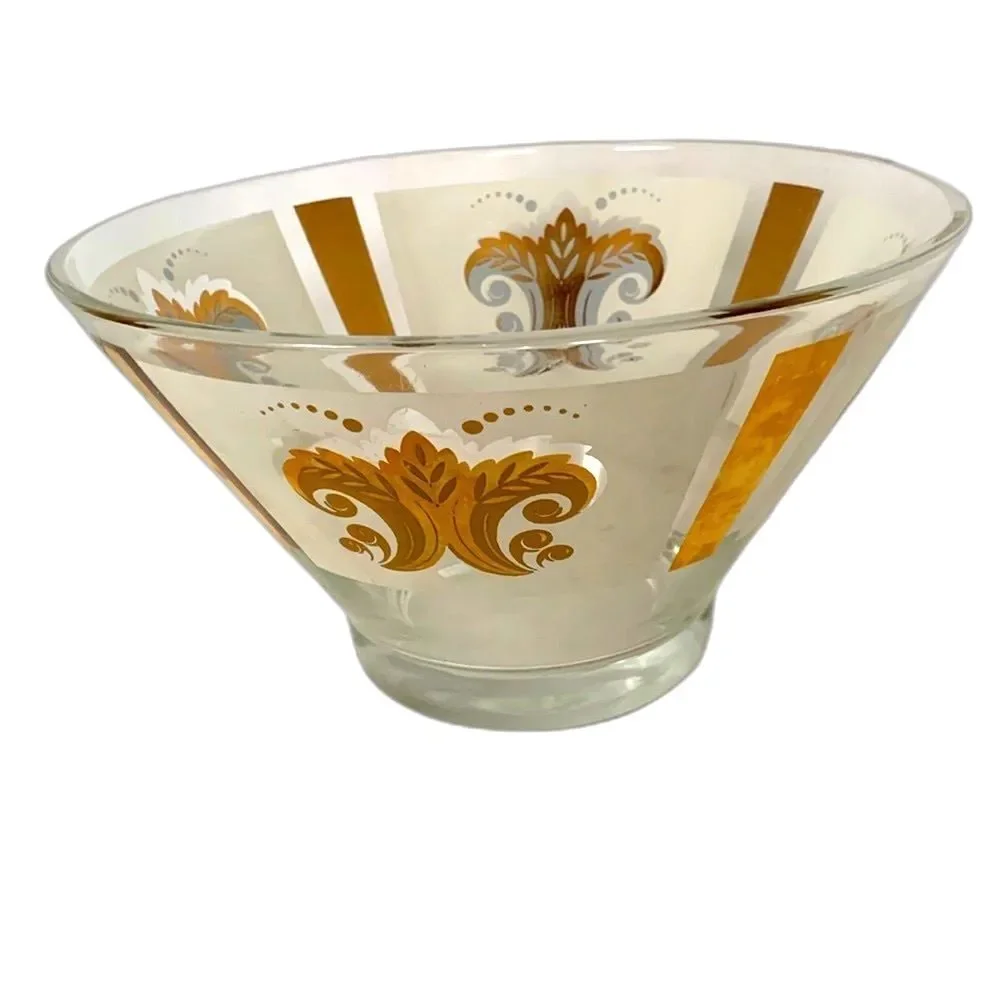 VTG MCM Anchor Hocking Fleur De Lis Large Serving Chip/Salad Bowl